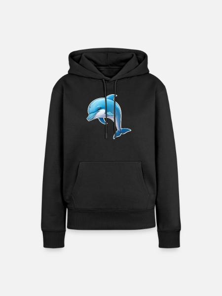 Delfin - Frauen Premium Bio Hoodie - Schwarz