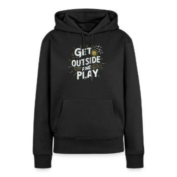Va dehors et joue - Sweat à capuche Premium bio Femme - noir - Devant - Julia (174cm)