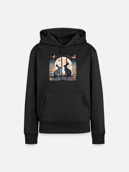Rabbit - Frauen Premium Bio Hoodie - Schwarz