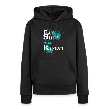 pari - Sweat à capuche Premium bio Femme - noir - Devant - Julia (174cm)