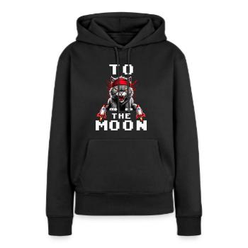 Stock de Kitty to the moon stock - Sweat à capuche Premium bio Femme - noir - Devant - Julia (174cm)