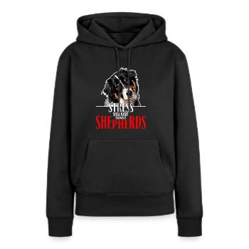 AUSTRALIAN SHEPHERD le stress ne me - Sweat à capuche Premium bio Femme - noir - Devant - Julia (174cm)