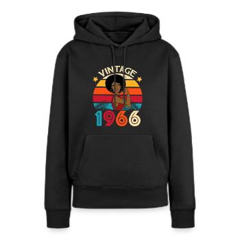 Vintage Afro Caribbean 1966 Jubiläum - Frauen Premium Bio Hoodie - Schwarz - Vorne - Julia (174cm)