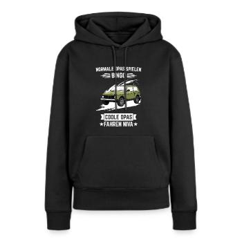 Suv tout-terrain Bingo Lada Niva 4x4 de grand-père - Sweat à capuche Premium bio Femme - noir - Devant - Julia (174cm)