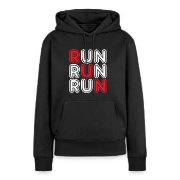 Run Run Run - coureur de jogging de marathon - Sweat à capuche Premium bio Femme - noir - Devant - Julia (174cm)
