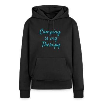 Camping is my Therapy 9 - Frauen Premium Bio Hoodie - Schwarz - Vorne - Julia (174cm)