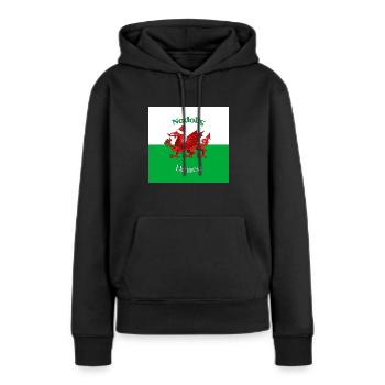 Nadolig Llawen - Weihnachtliche walisische Drachenflagge - Frauen Premium Bio Hoodie - Schwarz - Vorne - Julia (174cm)