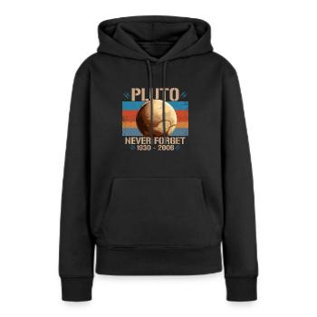 Pluto Never forget - Frauen Premium Bio Hoodie - Schwarz - Vorne - Julia (174cm)
