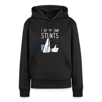 Je fais mes propres cascades - Sweat à capuche Premium bio Femme - noir - Devant - Julia (174cm)