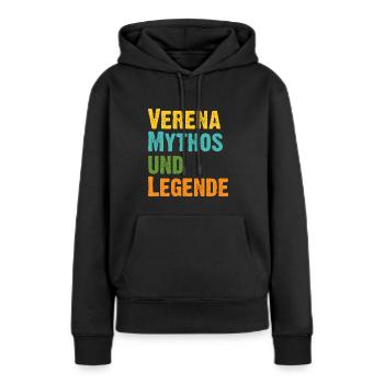 Verena, die Frau der Mythos die Legende - Frauen Premium Bio Hoodie - Schwarz - Vorne - Julia (174cm)