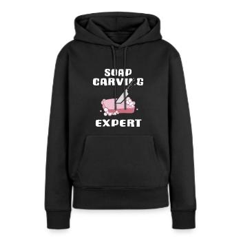 savon savon sculpteur savon savon expert en sculpture de savon - Sweat à capuche Premium bio Femme - noir - Devant - Julia (174cm)