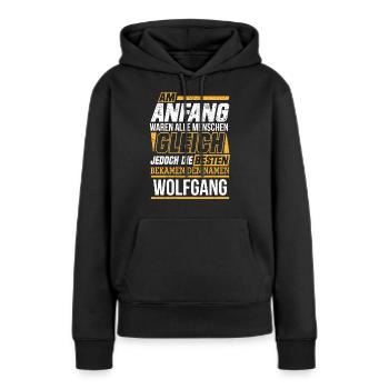 WOLFGANG - Die Besten - Frauen Premium Bio Hoodie - Schwarz - Vorne - Julia (174cm)