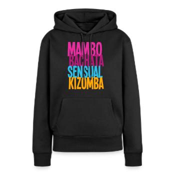 Mambo Bachata Kizomba Sensuelle - Chemises de nuit - Sweat à capuche Premium bio Femme - noir - Devant - Julia (174cm)