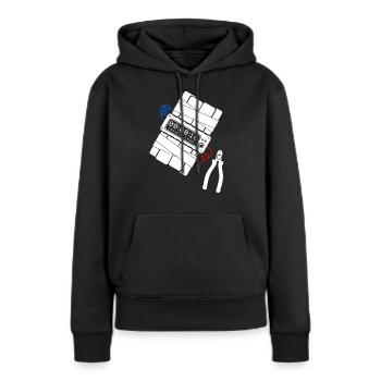 Bombe - Zange - Draht - blau & rot - Frauen Premium Bio Hoodie - Schwarz - Vorne - Julia (174cm)