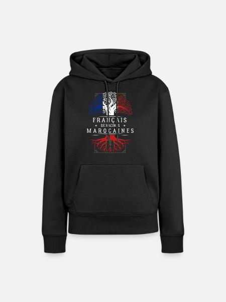 Racines Marocaines - Sweat à capuche Premium bio Femme - noir