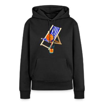 Orange im Liegestuhl - Frauen Premium Bio Hoodie - Schwarz - Vorne - Julia (174cm)