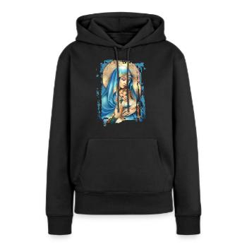 Holly Mary Maria Madonna Mariana Vierge Marie - Sweat à capuche Premium bio Femme - noir - Devant - Julia (174cm)