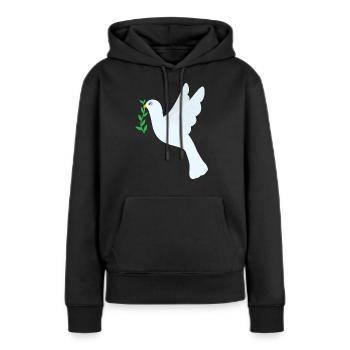 Friedenstaube - Frauen Premium Bio Hoodie - Schwarz - Vorne - Julia (174cm)
