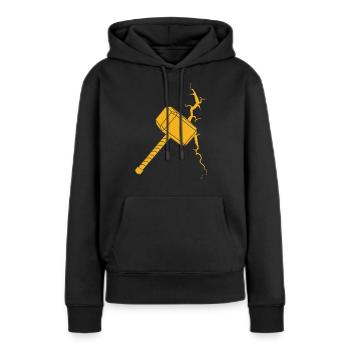 Marteau Thor - Sweat à capuche Premium bio Femme - noir - Devant - Julia (174cm)