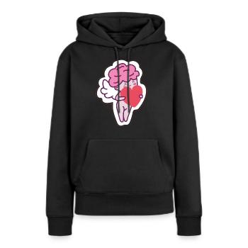 Cupidon - Sweat à capuche Premium bio Femme - noir - Devant - Julia (174cm)