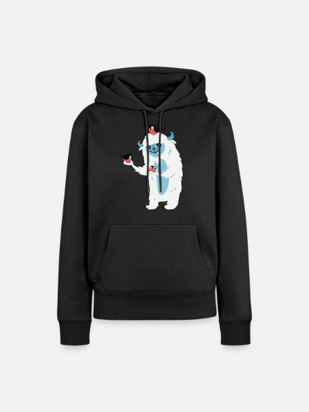 Monster mit Vögeln - Frauen Premium Bio Hoodie - Schwarz