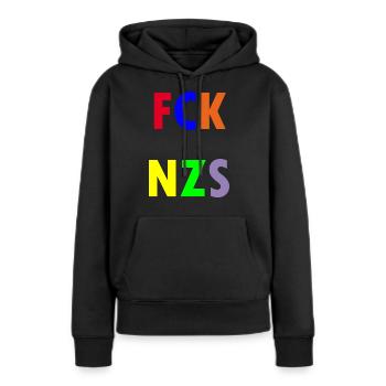 FCK NZS - Frauen Premium Bio Hoodie - Schwarz - Vorne - Julia (174cm)