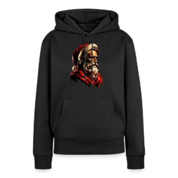 Père Noël triste et mélancolique - Sweat à capuche Premium bio Femme - noir - Devant - Julia (174cm)