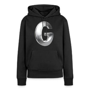 Chrome ,, G " Métallisé - Sweat à capuche Premium bio Femme - noir - Devant - Julia (174cm)