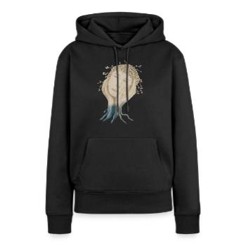 VISAGE ARBRE - Sweat à capuche Premium bio Femme - noir - Devant - Julia (174cm)