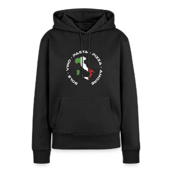 Italy - Italia Sole, Vino, Pasta, Pizza e Amore - Women’s Premium Organic Hoodie - black - Front - Julia (174cm)