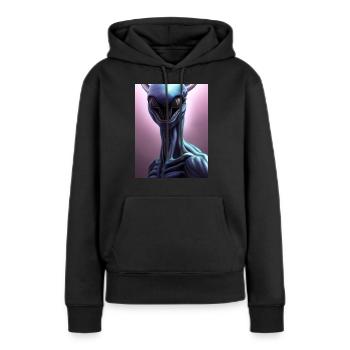Gruseliges Alien - Frauen Premium Bio Hoodie - Schwarz - Vorne - Julia (174cm)