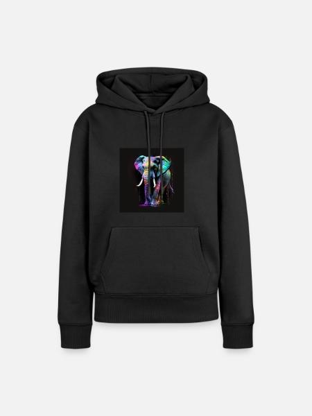 SCHÖNER ELEFANT MIT REFLEXION - Frauen Premium Bio Hoodie - Schwarz