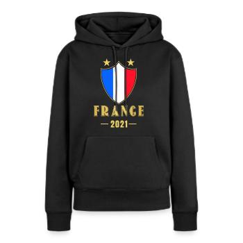 France France Football - Sweat à capuche Premium bio Femme - noir - Devant - Julia (174cm)