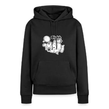 Witziger, verrückter Fisch macht Blubb - Spruch - Frauen Premium Bio Hoodie - Schwarz - Vorne - Julia (174cm)