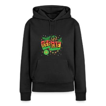 reggae - Sweat à capuche Premium bio Femme - noir - Devant - Julia (174cm)