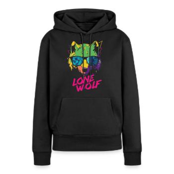 Lone Wolf - Einsamer Wolf - Frauen Premium Bio Hoodie - Schwarz - Vorne - Julia (174cm)