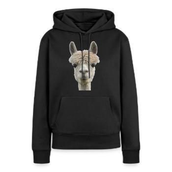 Alpaga lama chameau Pérou Andes Amérique du Sud laine - Sweat à capuche Premium bio Femme - noir - Devant - Julia (174cm)