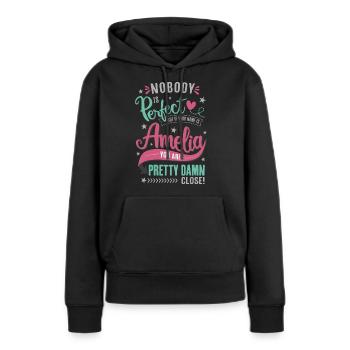 Amelia nom personne n'est parfait cadeau fille - Sweat à capuche Premium bio Femme - noir - Devant - Julia (174cm)