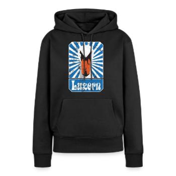 Luzerne - Sweat à capuche Premium bio Femme - noir - Devant - Julia (174cm)