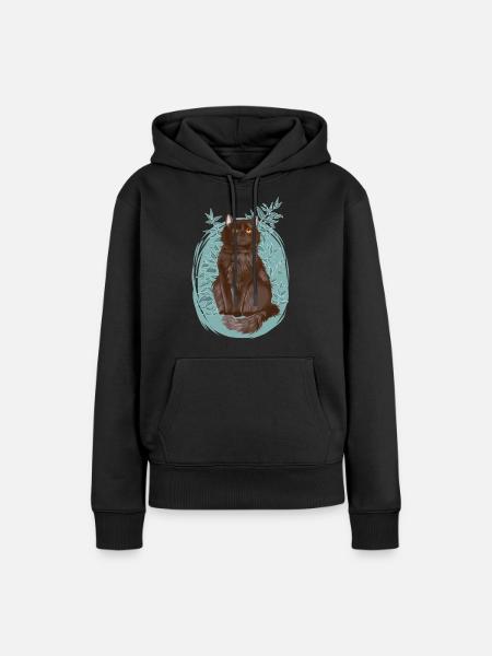 Schwarze Graue Katze Pflanzen Yellowfang Gelbzahn - Dame Premium hoodie, økologisk bomuld - sort