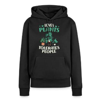 Jardinier amateur - Sweat à capuche Premium bio Femme - noir - Devant - Julia (174cm)