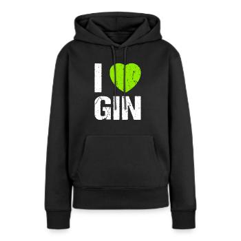 J’adore Gin Heart Gin Lovers - Sweat à capuche Premium bio Femme - noir - Devant - Julia (174cm)