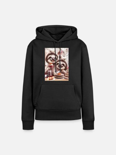 KUCHEN SLOTH - Frauen Premium Bio Hoodie - Schwarz