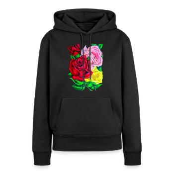 Roses - Sweat à capuche Premium bio Femme - noir - Devant - Julia (174cm)
