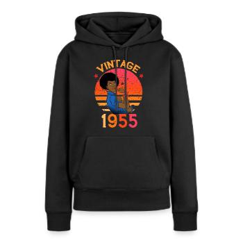Vintage 1955 Woman Afro Woman Strong Birthday - Women’s Premium Organic Hoodie - black - Front - Julia (174cm)