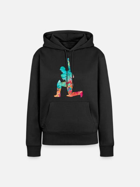 Cricket-Spieler in Popart - Frauen Premium Bio Hoodie - Schwarz
