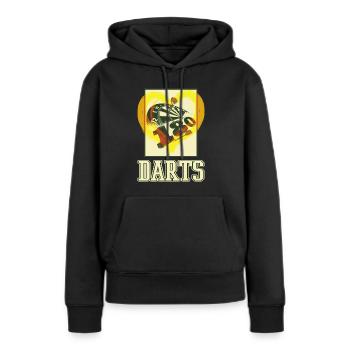 Fléchettes, jeu de fléchettes, jeu de fléchettes, fléchettes, joueurs de fléchettes - Sweat à capuche Premium bio Femme - noir - Devant - Julia (174cm)