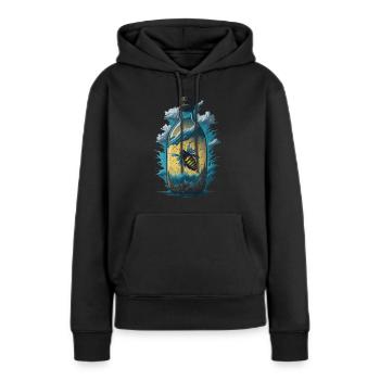 Bouteille d’abeille - Sweat à capuche Premium bio Femme - noir - Devant - Julia (174cm)