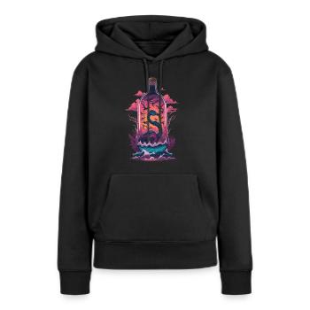 Flamingo Flasche - Frauen Premium Bio Hoodie - Schwarz - Vorne - Julia (174cm)