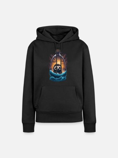 Faultier Flasche - Frauen Premium Bio Hoodie - Schwarz